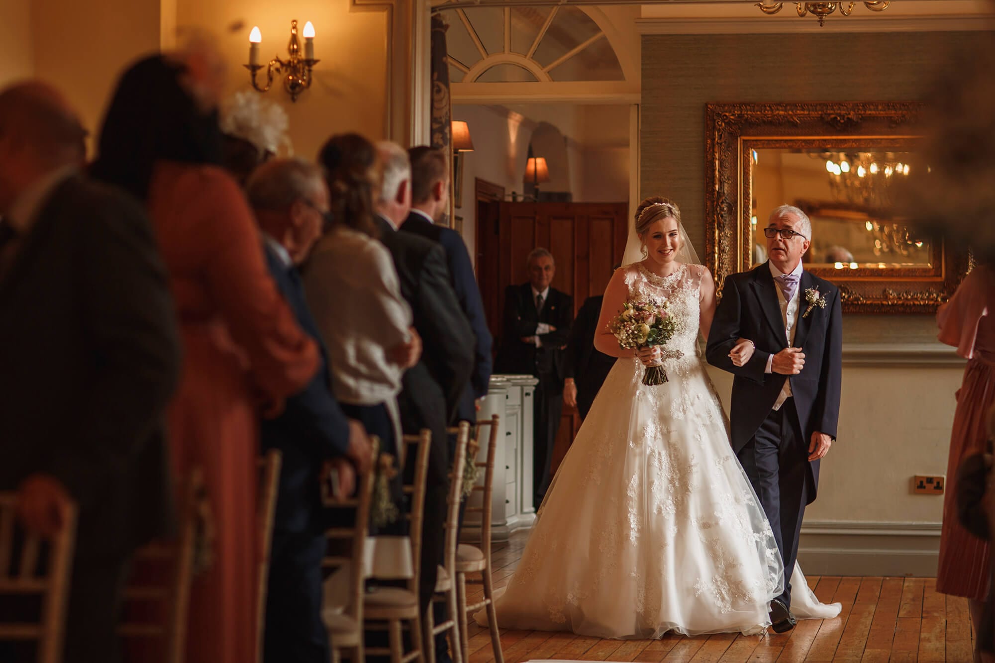 bride arrives with father at nunsmere hall