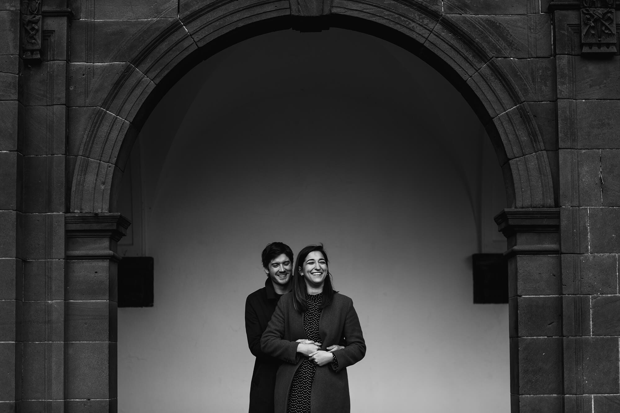 couple in archway at Thornton manor