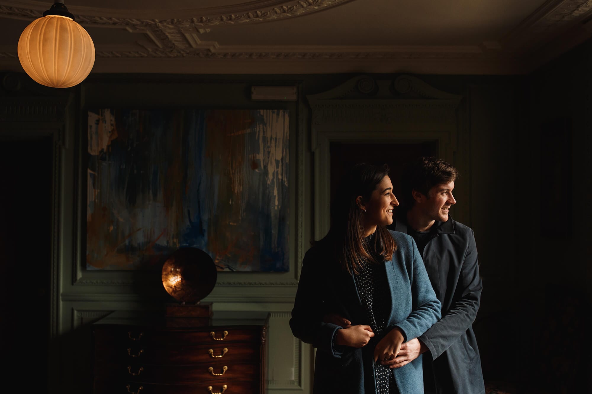 couple with Thornton manor interiors