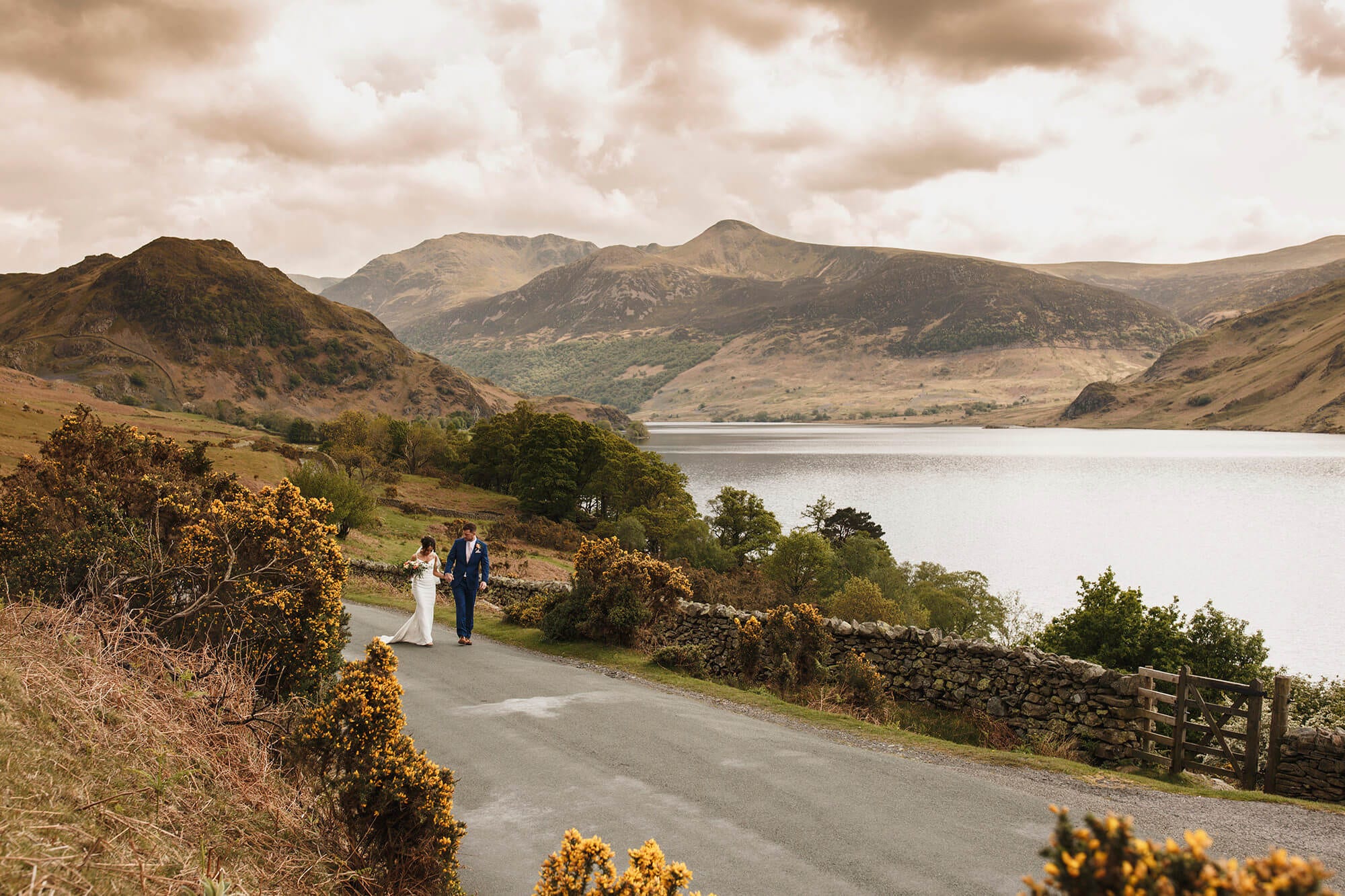 Bride and Groom Mountain Scenery Lake District Wedding