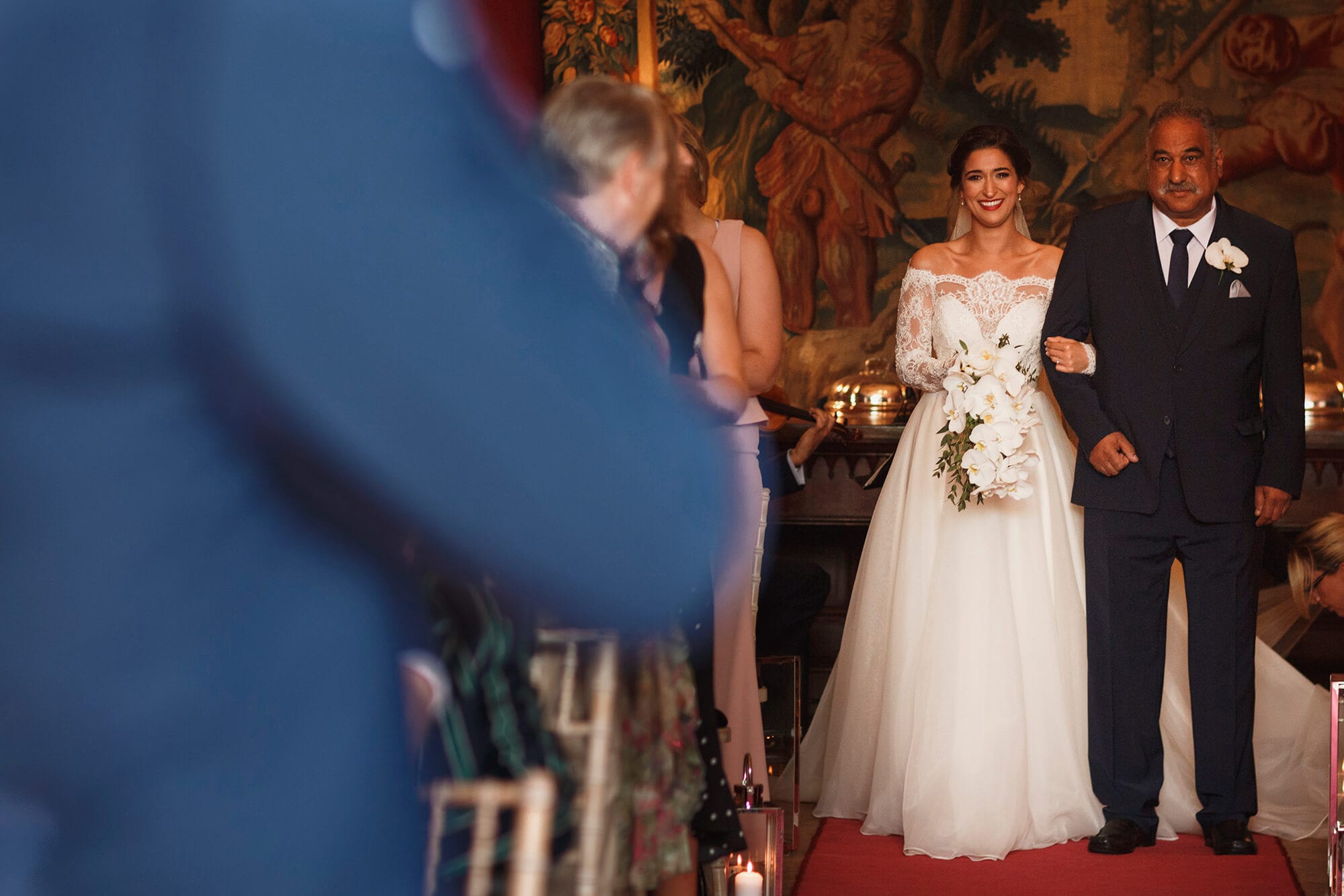 The moment the groom sees the bride with her father Thornton wedding
