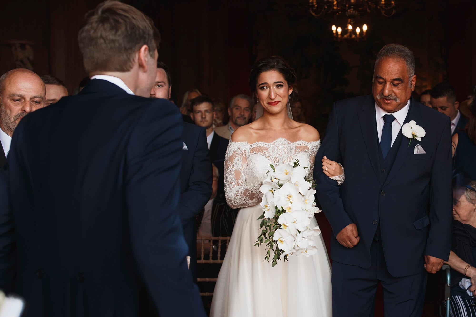 Bride and father of the bride walking down the isle Thornton wedding love