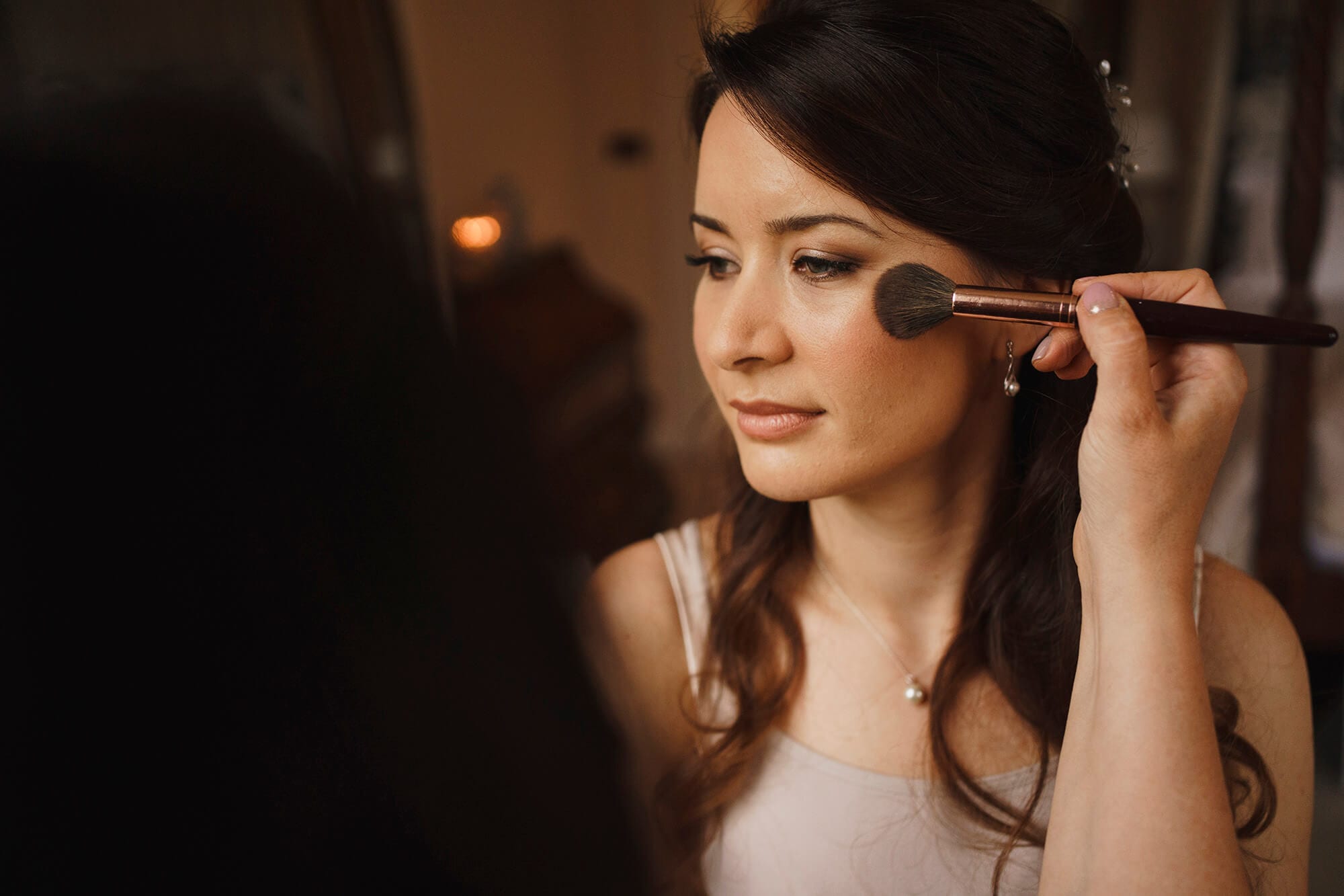 bride having make up at Iscoyd Park
