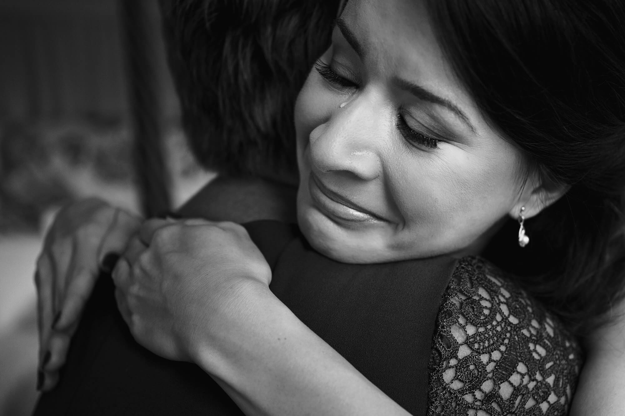 bride crying at wedding