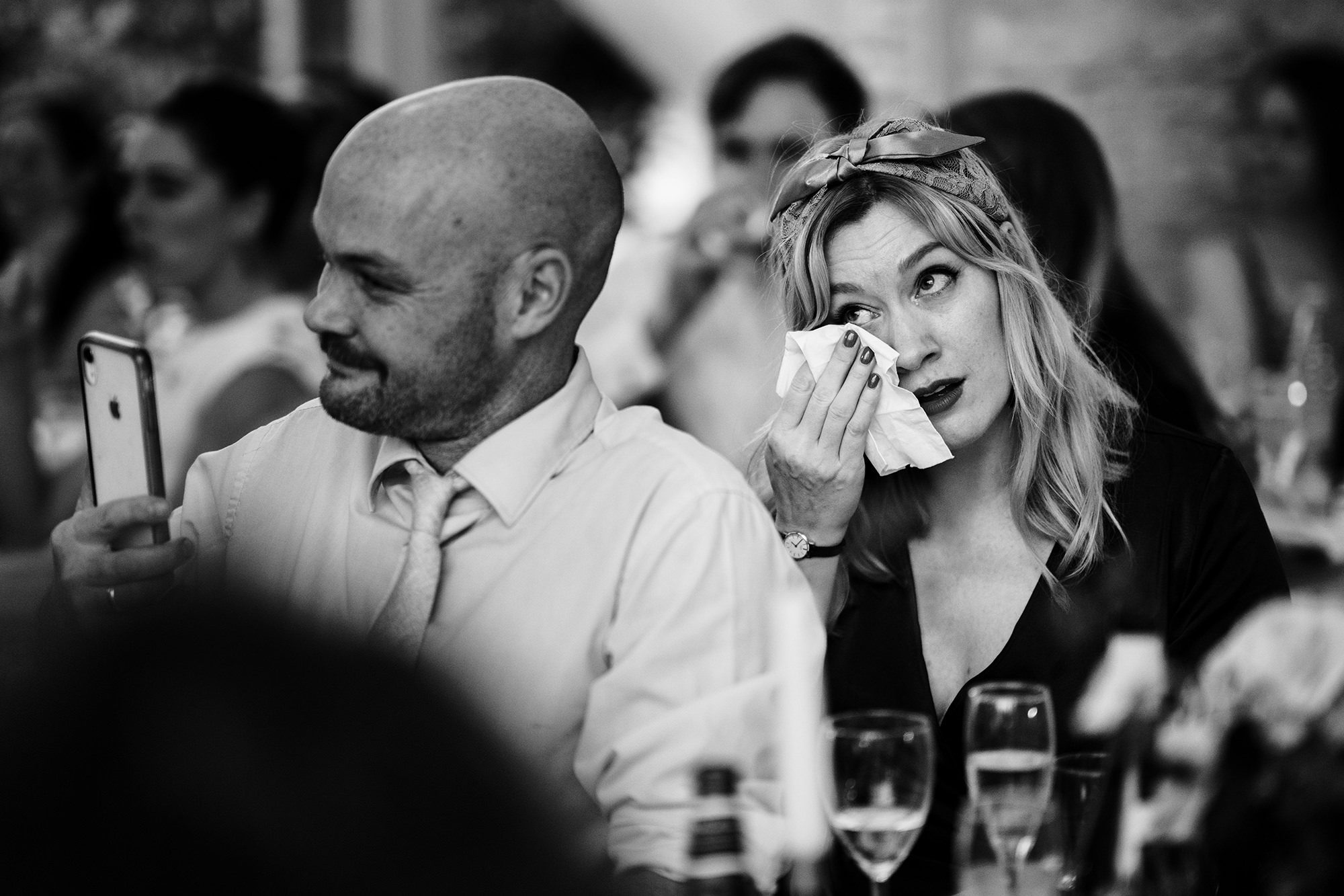 wedding guests at statton court barn