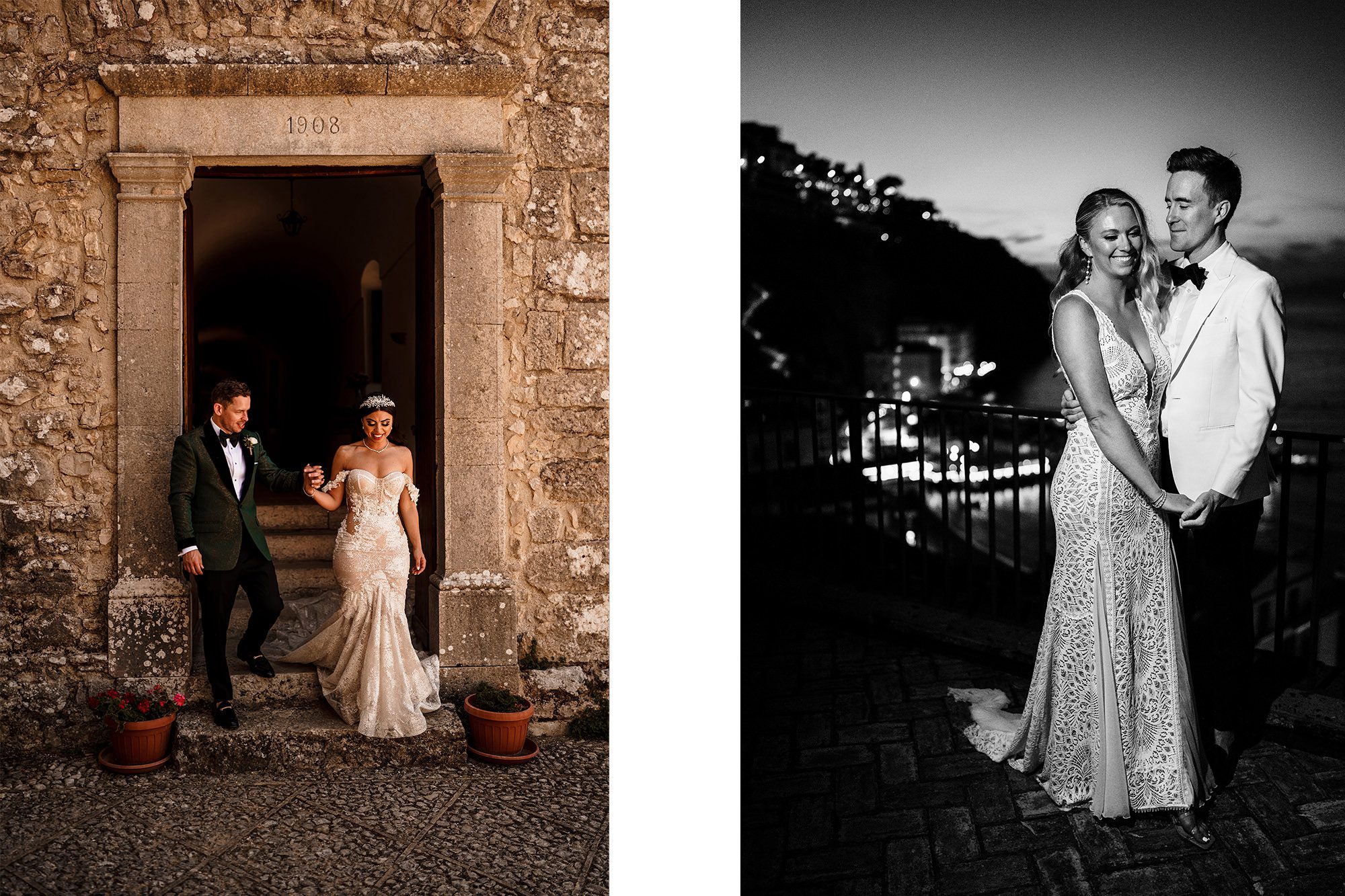 bride and groom in Sicily and Amalfi coast