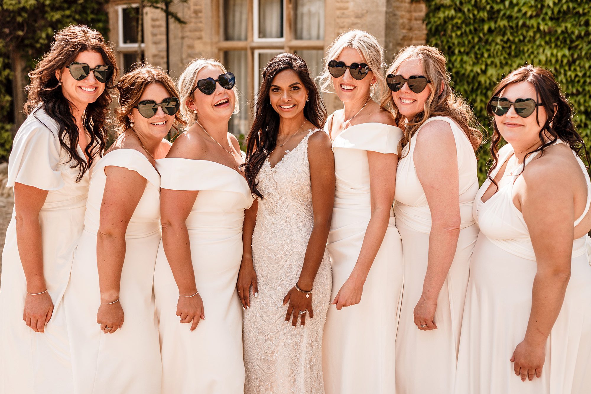 hyde house wedding photography of just the bridesmaids and the bride