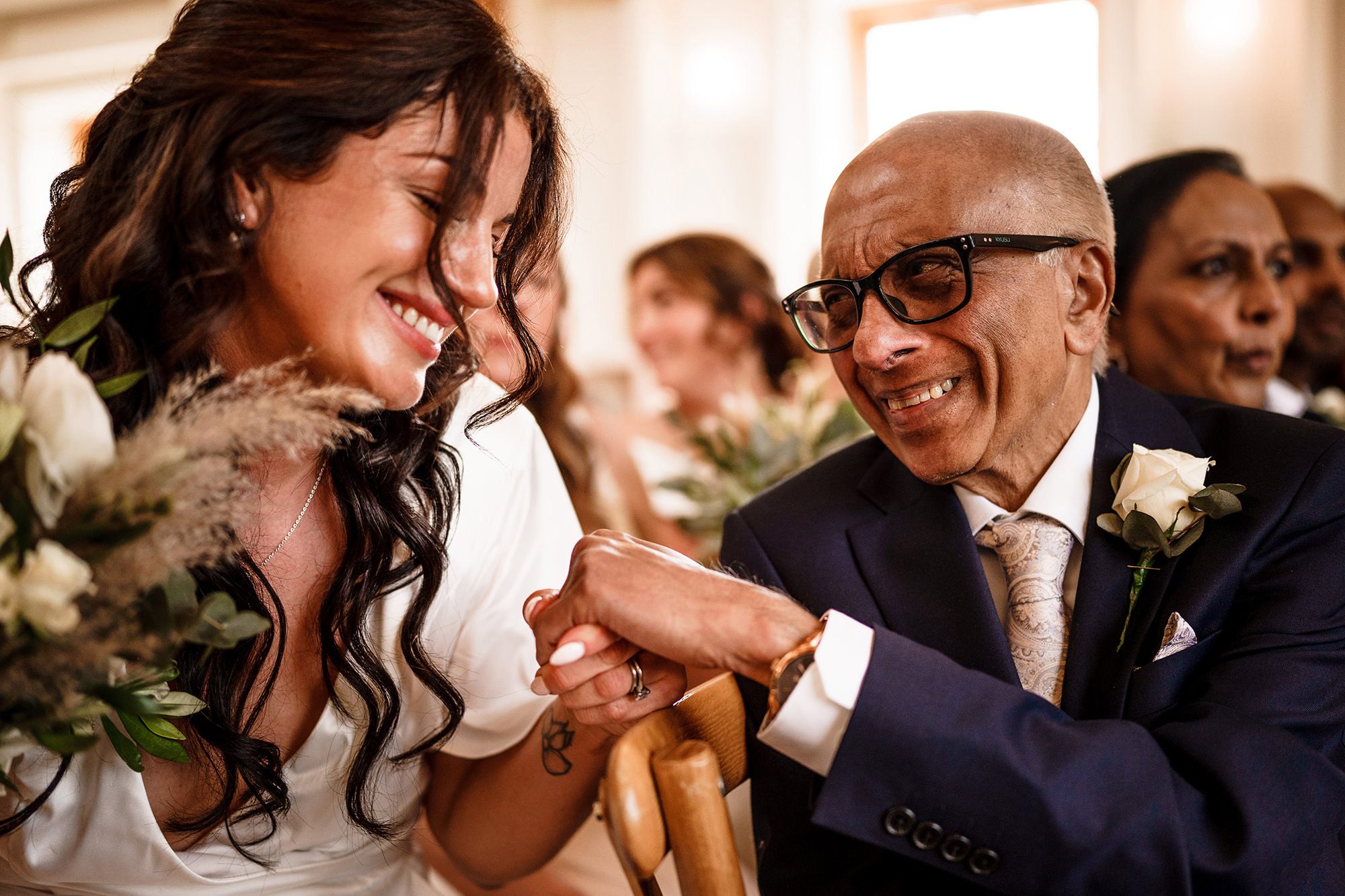 wedding guests at Hyde house in The Cotswolds