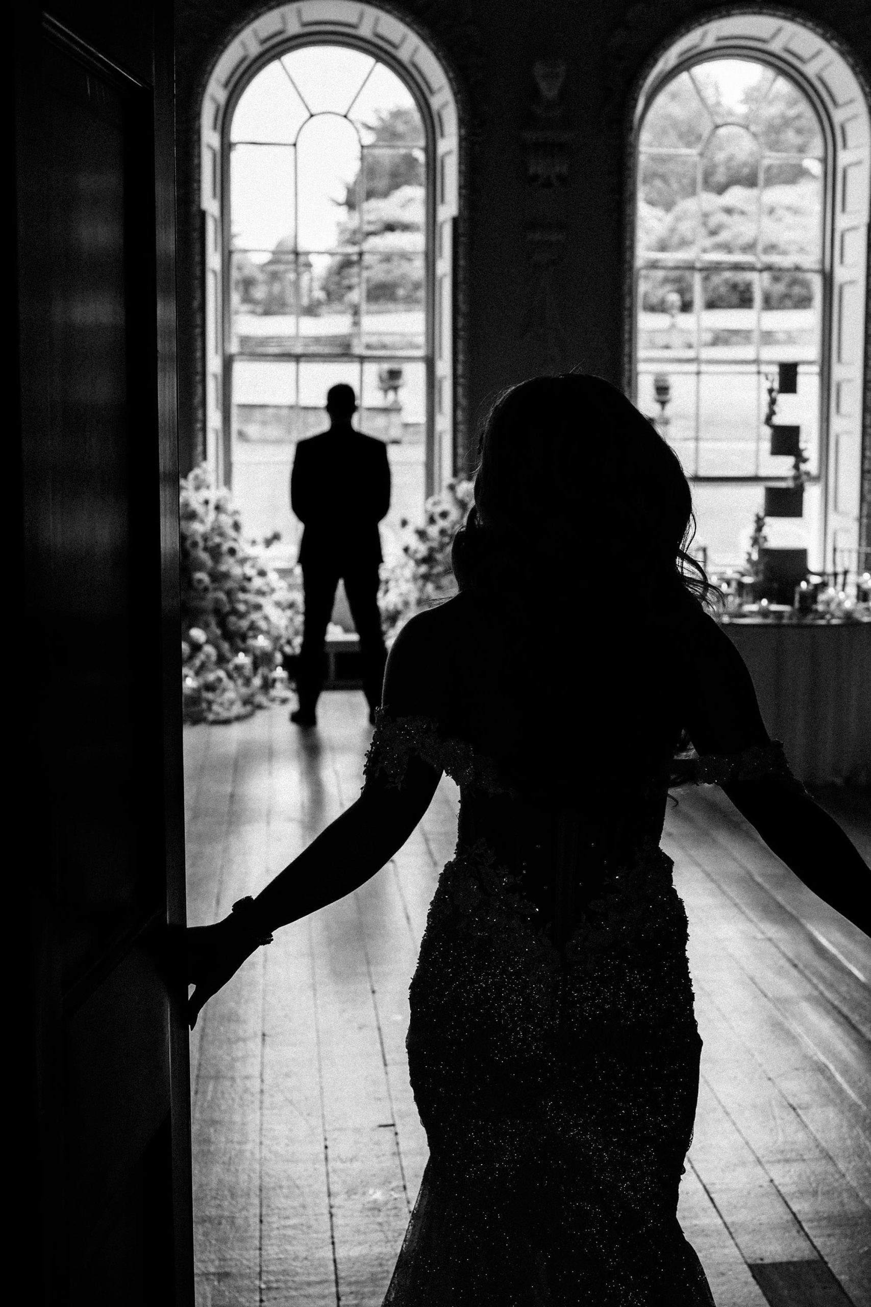 bride and groom in Hawkstone Hall