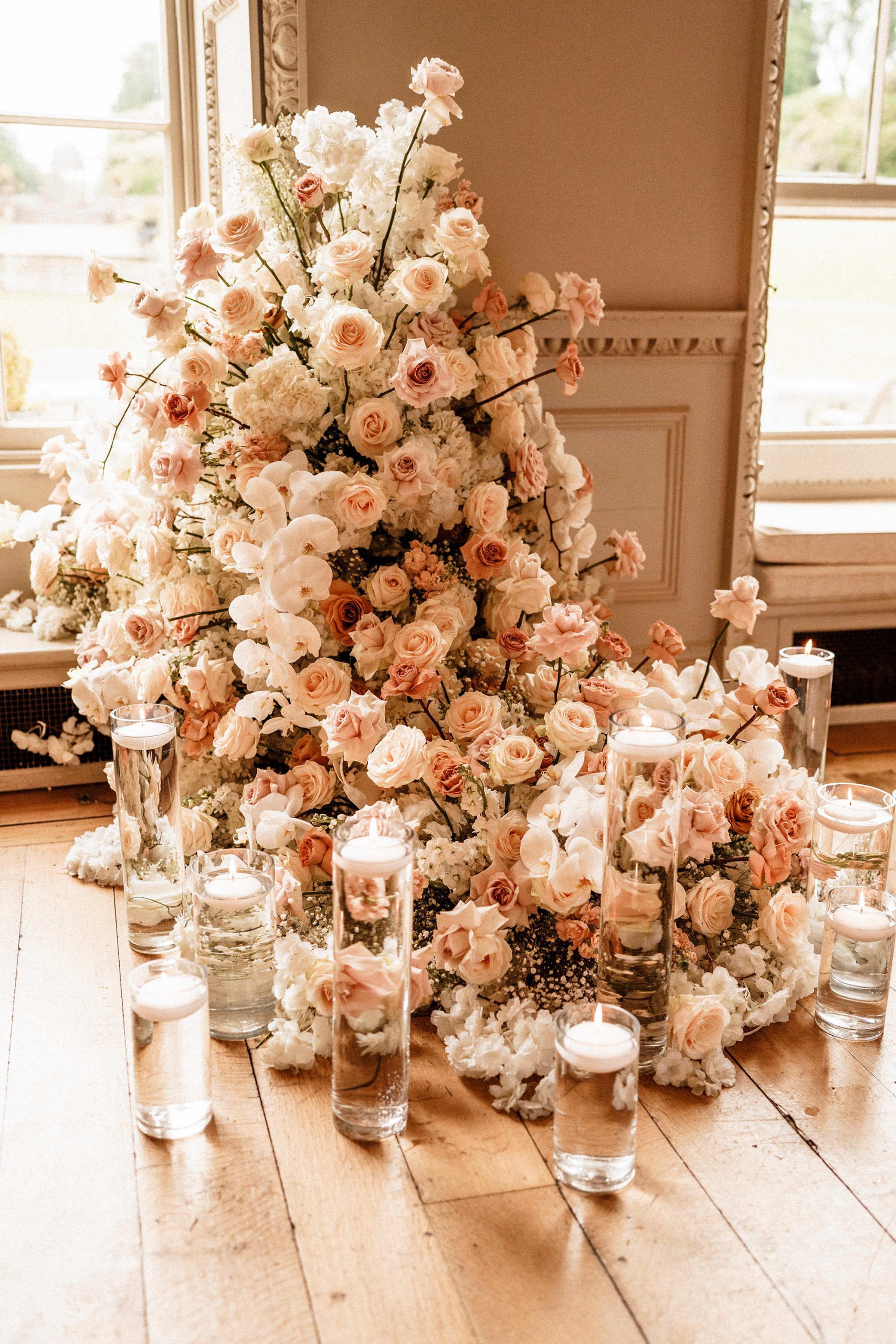 luxury wedding flowers at Hawkstone Hall wedding
