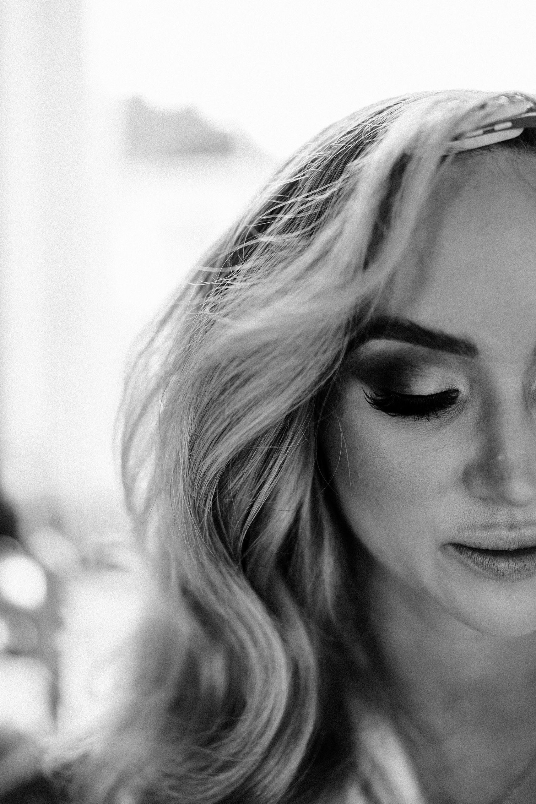 close up of bride at Hawkstone Hall