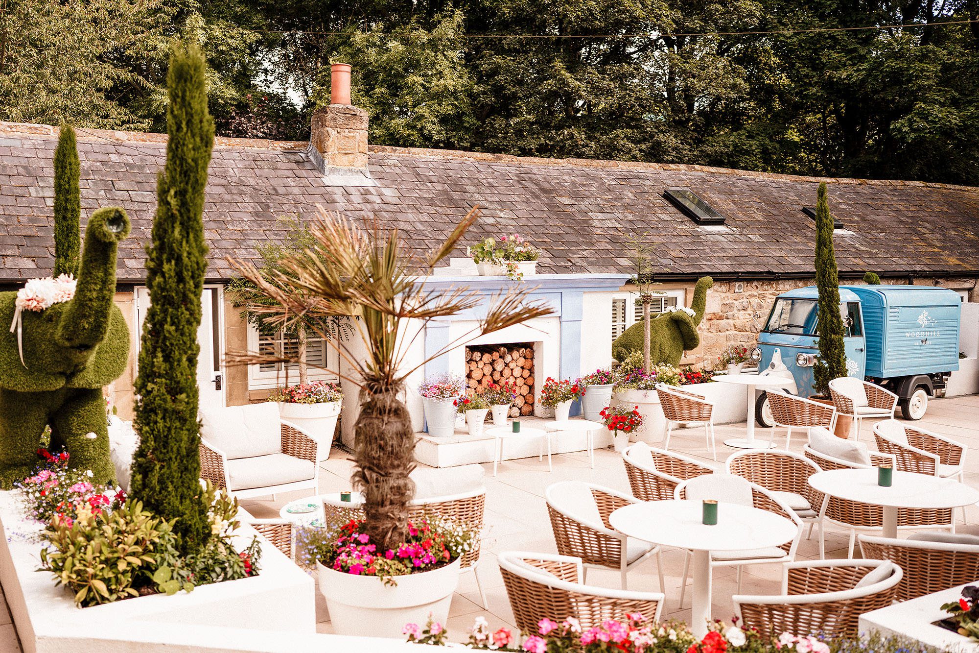Woodhill hall reception area on wedding day