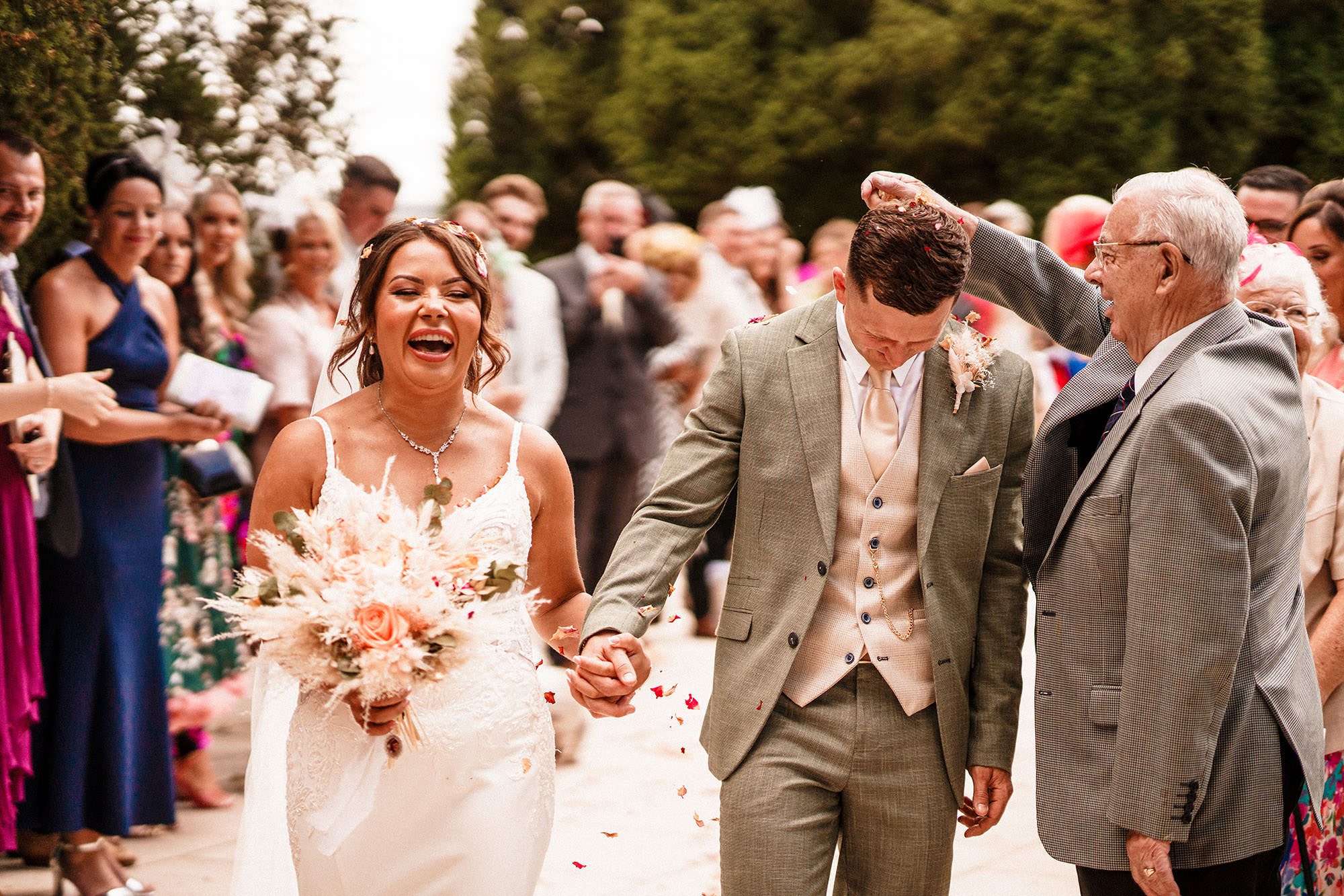 Woodhill Hall Wedding Photos of confetti shot