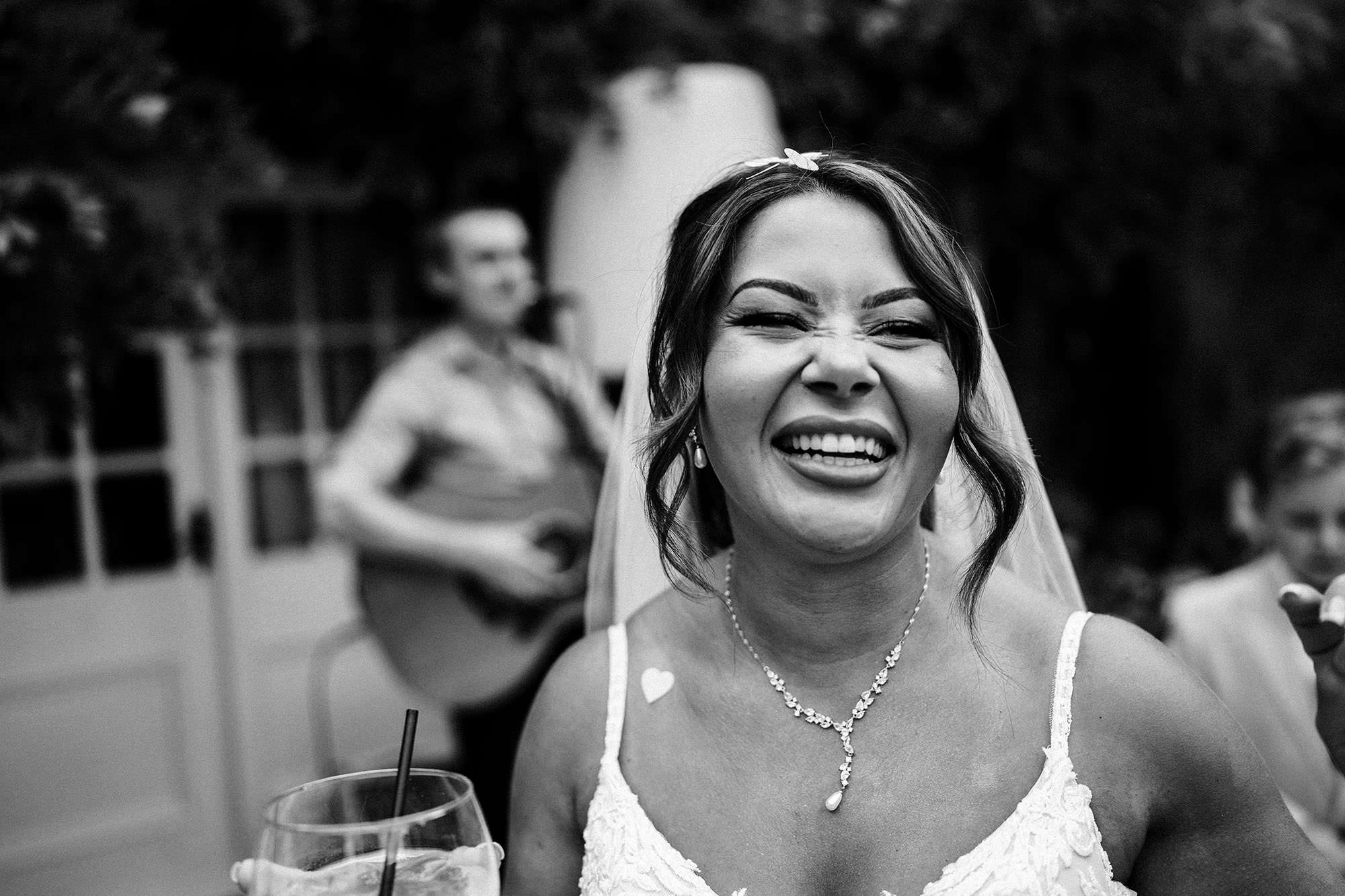 bride looking happy on her wedding day