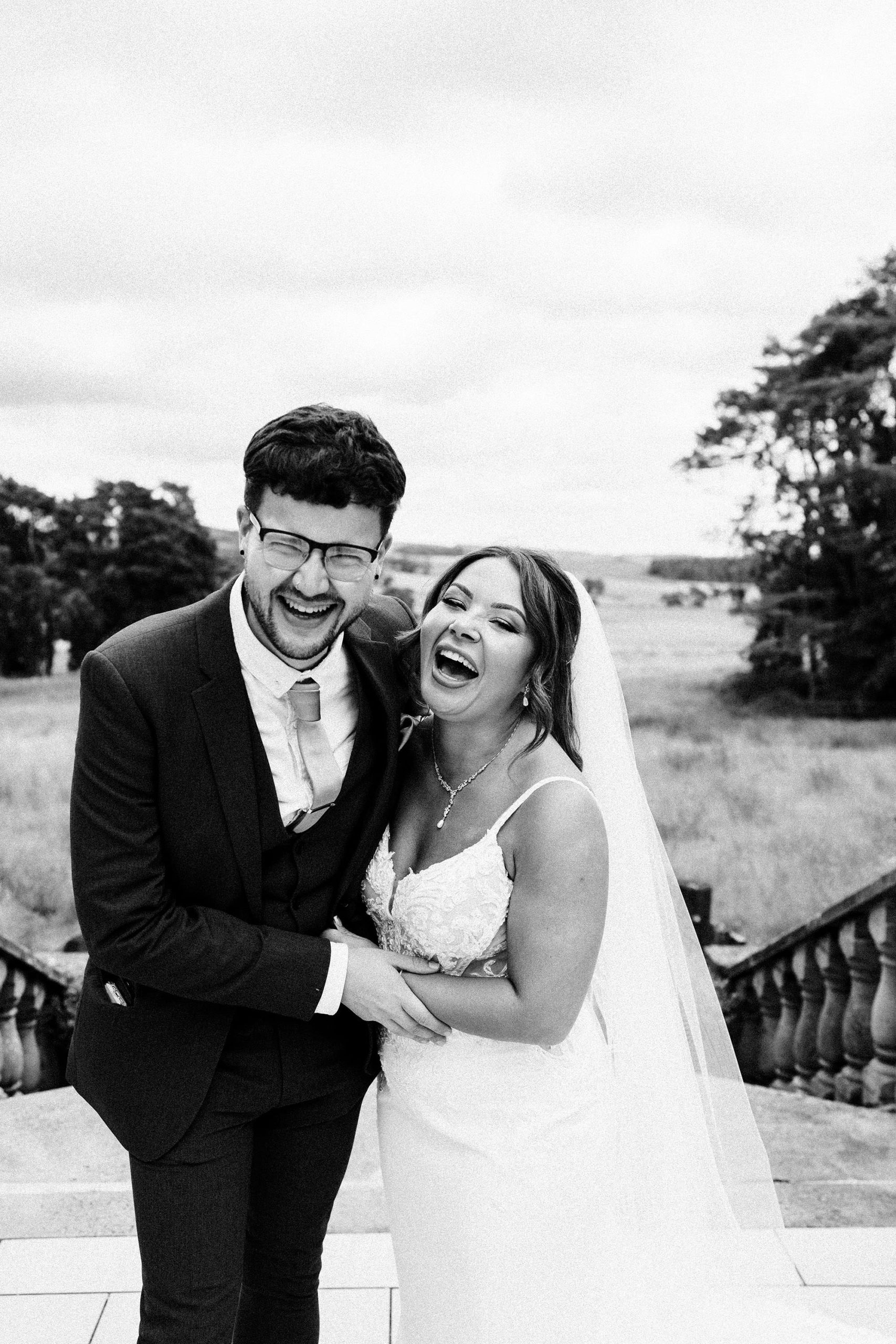 bride with her best friends on wedding day