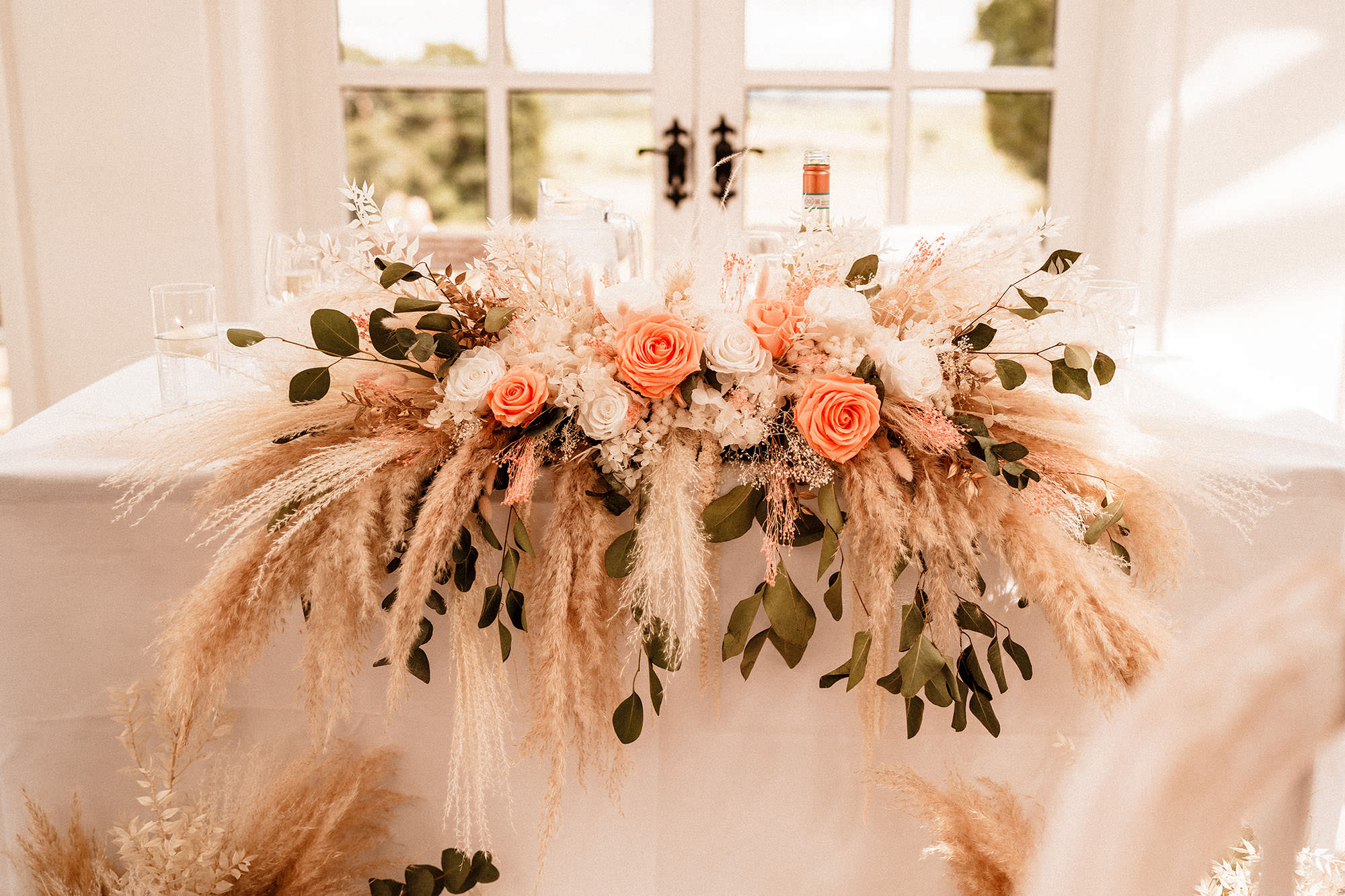 wedding flowers on the top table