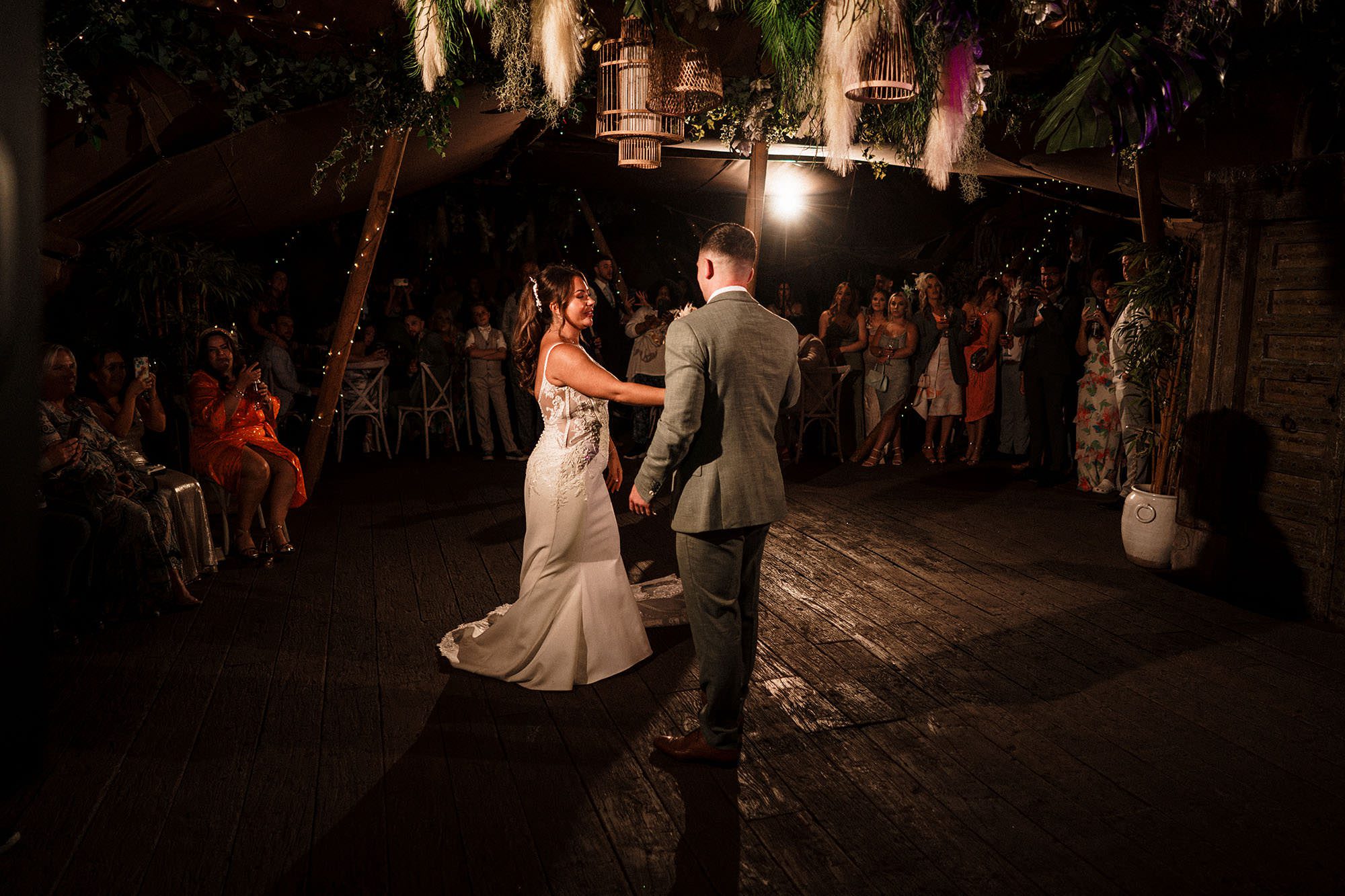 bride and groom fist dance at Woodhill hall