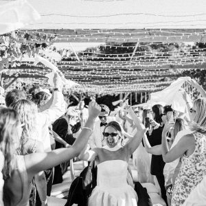 bride with her wedding guests