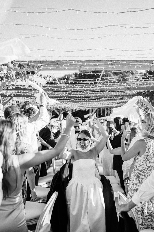 bride with her wedding guests