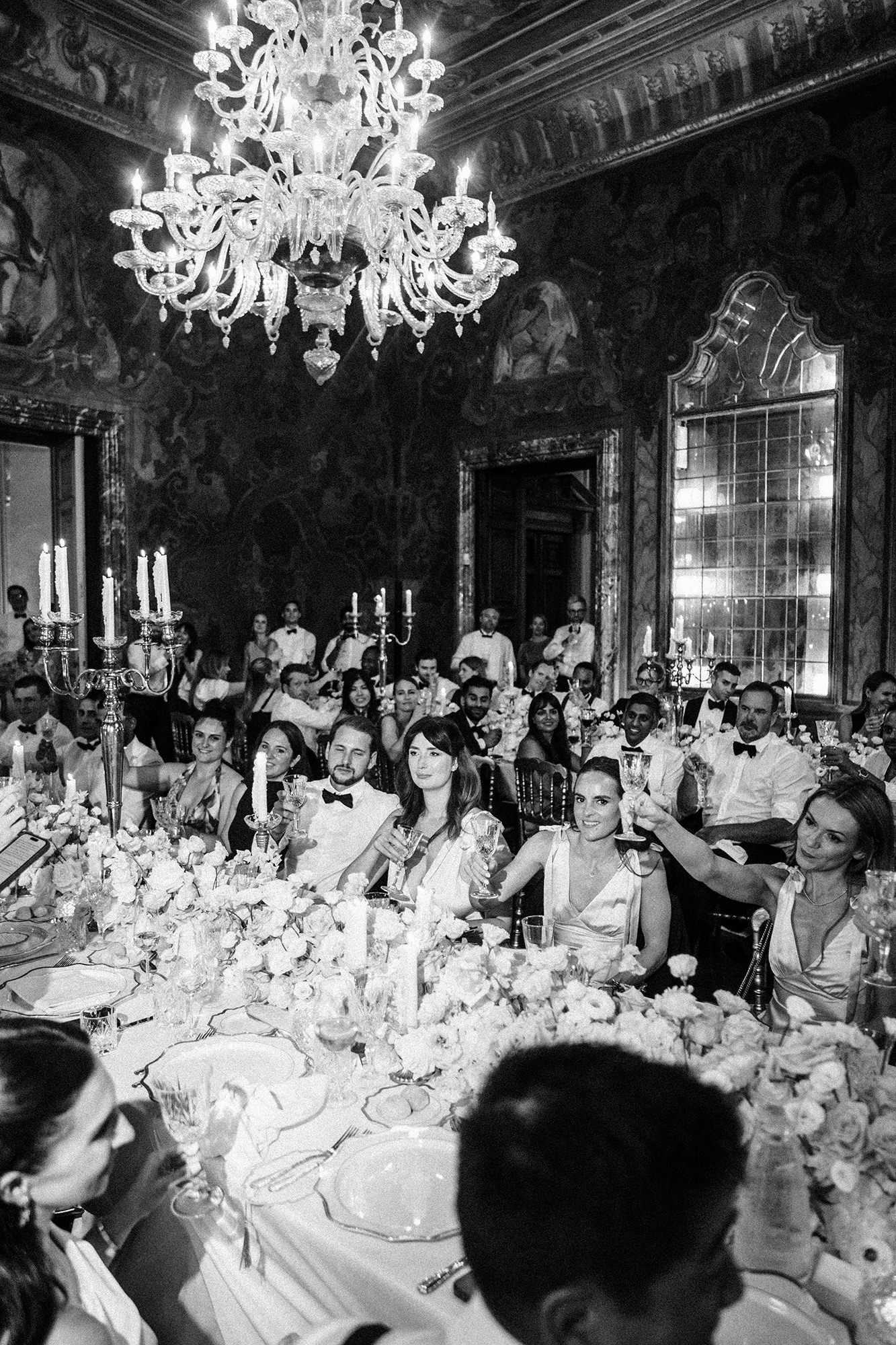 Elegant candlelit wedding dinner at a Lake Como venue