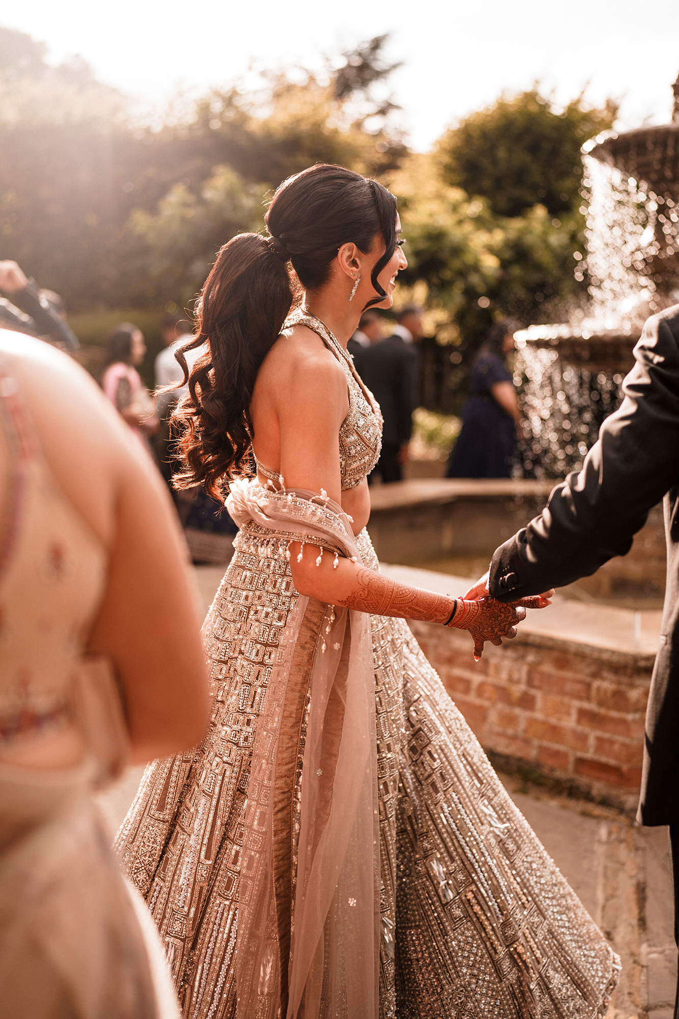 Braxted Park wedding photographer capturing stylish couple portrait in the grounds