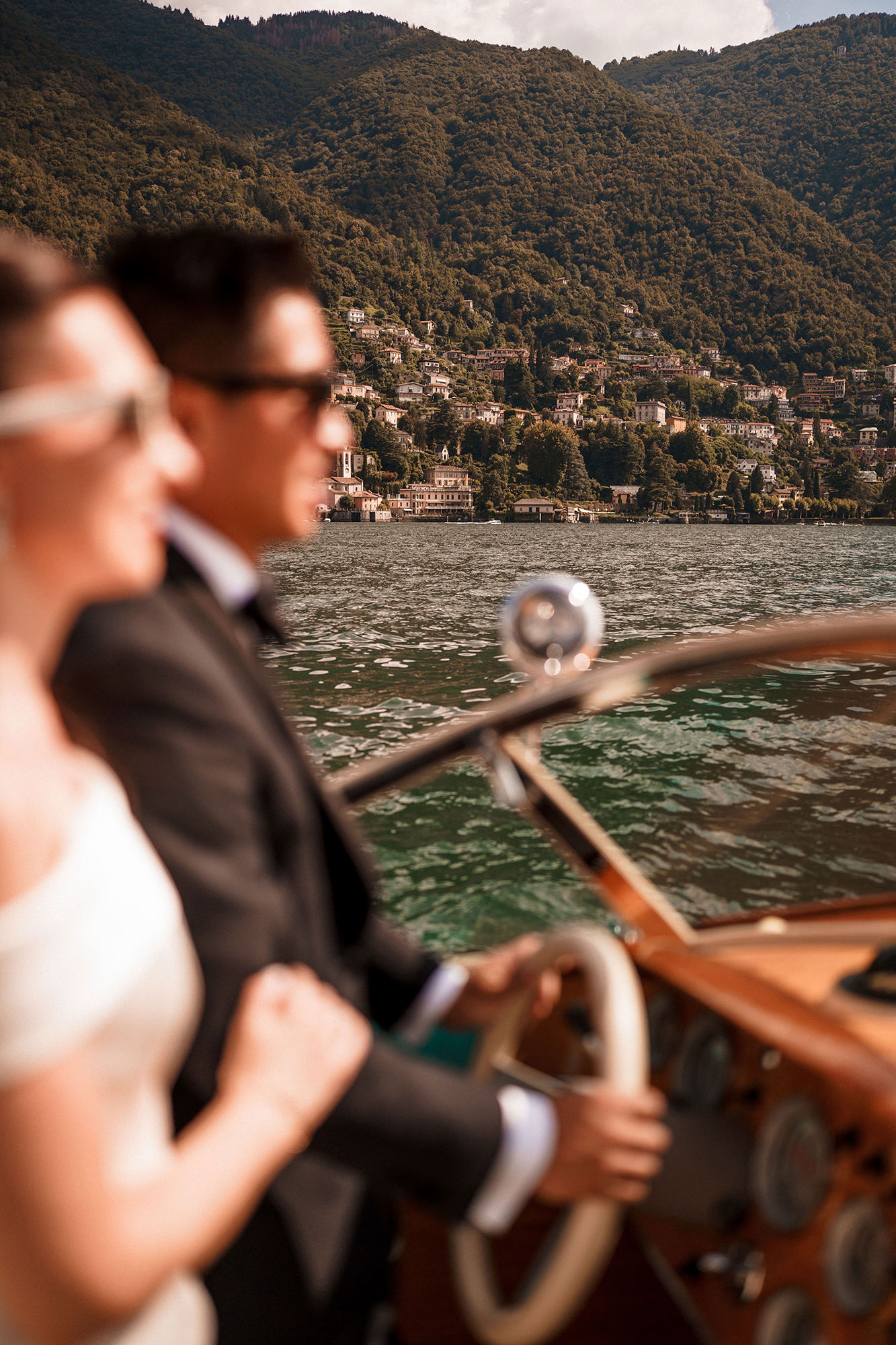 Destination wedding boat trip on Lake Como