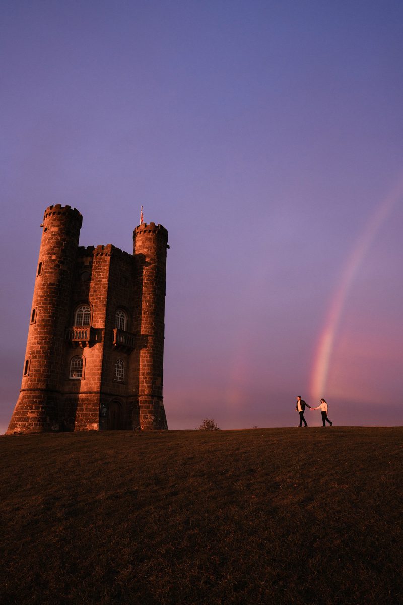 A Surprise Proposal at Broadway Tower in the Cotswolds