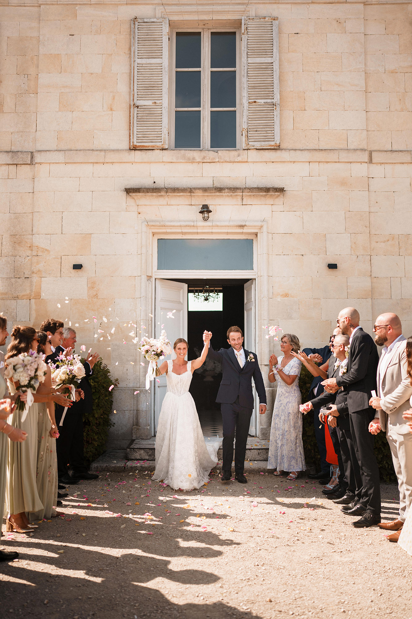 Confetti after a wedding ceremony at La Cannonerie