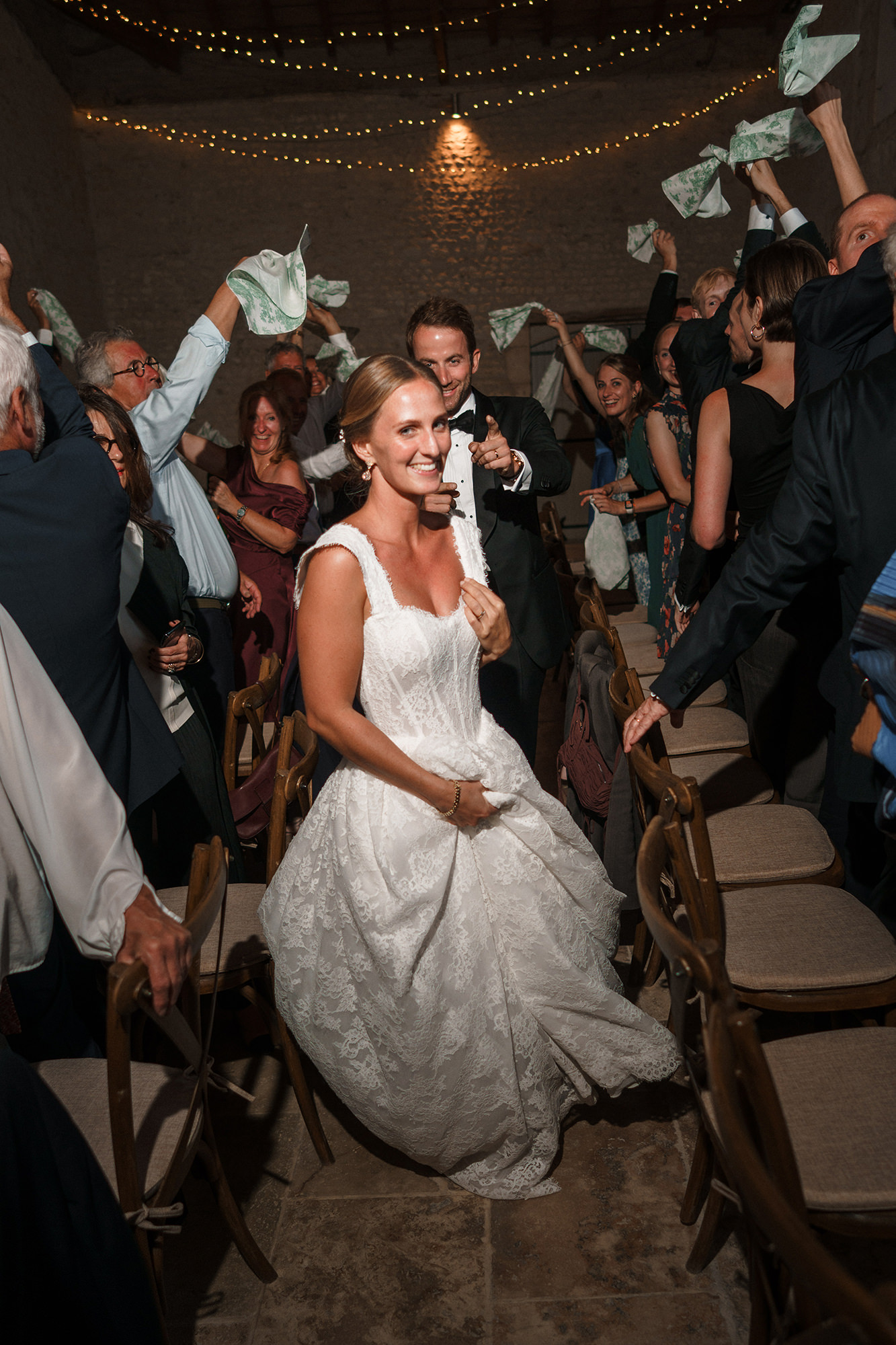 Wedding celebrations during the evening at La Cannonerie
