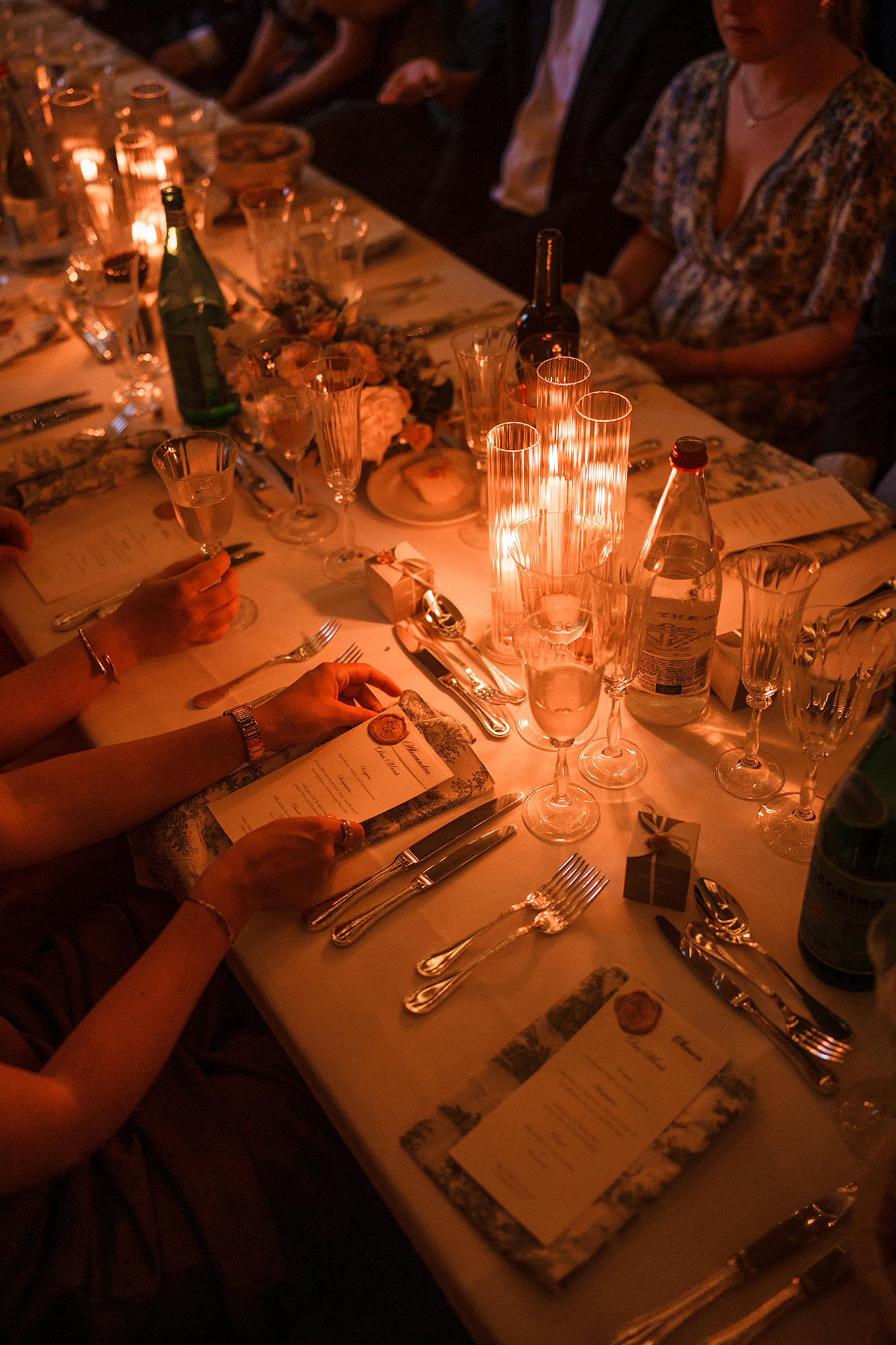 Evening wedding breakfast at La Cannonerie in France