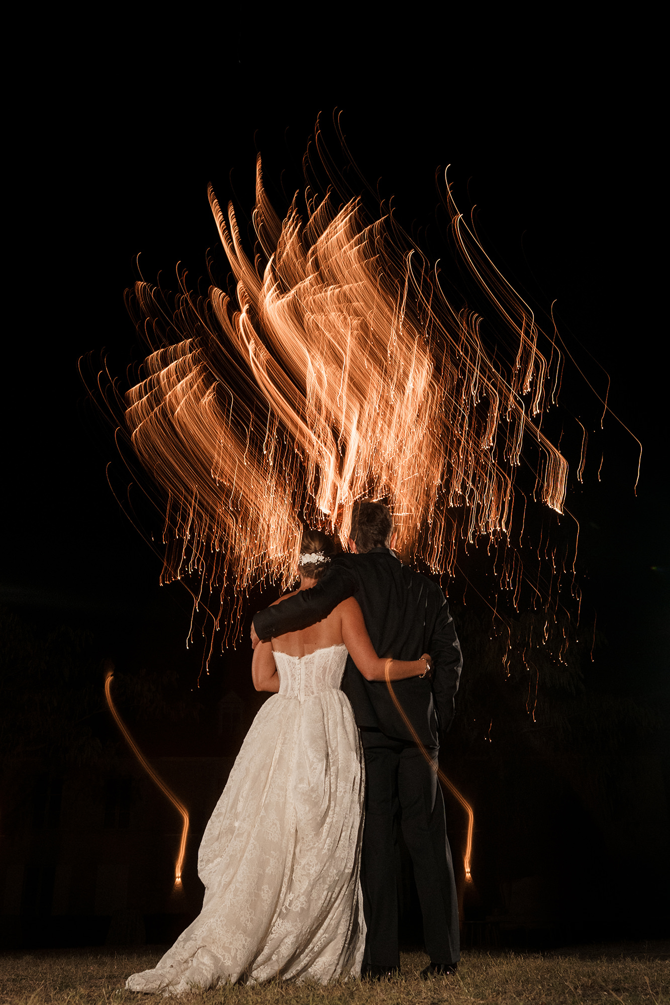 Anne-Sophie and Clément together during the evening at their La Cannonerie wedding